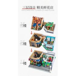 BITING CAT Q2023 2023 non  NGƯỜI BÁN HOA bộ đồ chơi xếp lắp ráp ghép mô hình Creator FLOWER SHOP Sáng Tạo 2505 khối