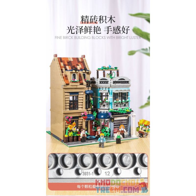 BITING CAT Q2023 2023 non  NGƯỜI BÁN HOA bộ đồ chơi xếp lắp ráp ghép mô hình Creator FLOWER SHOP Sáng Tạo 2505 khối