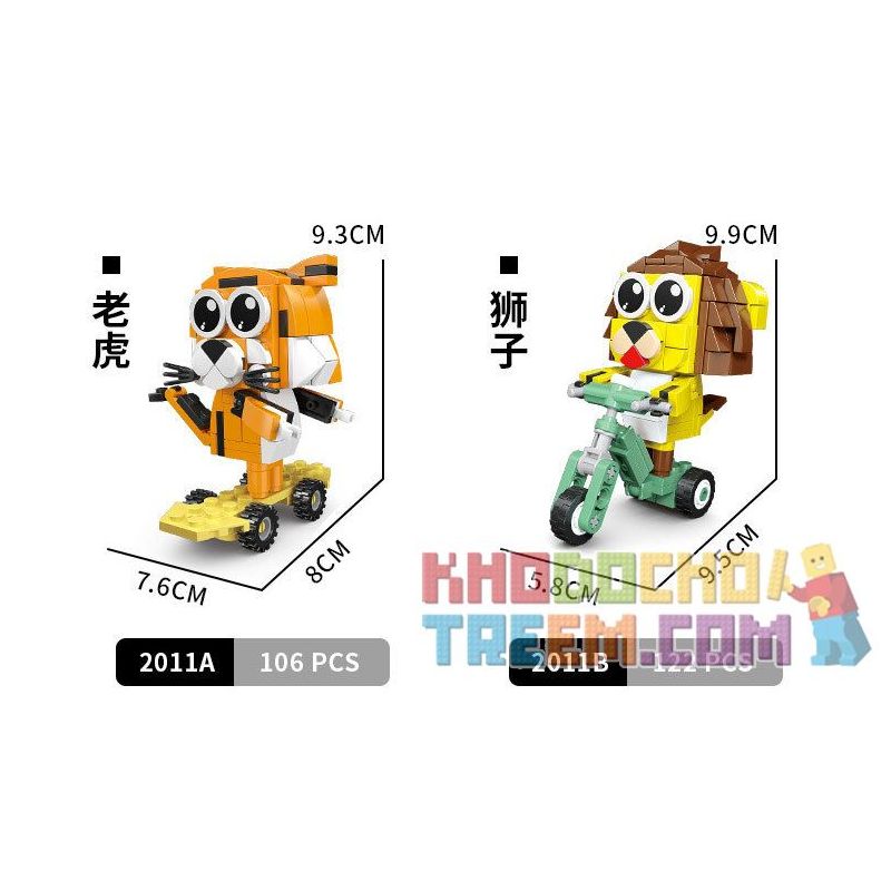 CAYI 2011 non  PHIM HOẠT HÌNH TRƯỢT ĐỘNG VẬT 4 LOẠI HỔ SƯ TỬ THỎ HƯƠU CAO CỔ bộ đồ chơi xếp lắp ráp ghép mô hình 468 khối