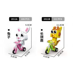 CAYI 2011 non  PHIM HOẠT HÌNH TRƯỢT ĐỘNG VẬT 4 LOẠI HỔ SƯ TỬ THỎ HƯƠU CAO CỔ bộ đồ chơi xếp lắp ráp ghép mô hình 468 khối