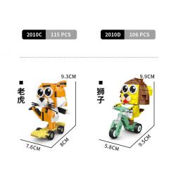 CAYI 2011 non  PHIM HOẠT HÌNH TRƯỢT ĐỘNG VẬT 4 LOẠI HỔ SƯ TỬ THỎ HƯƠU CAO CỔ bộ đồ chơi xếp lắp ráp ghép mô hình 468 khối