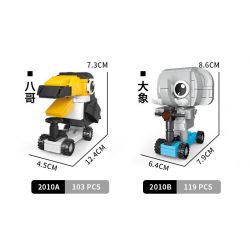 CAYI 2010 non  PHIM HOẠT HÌNH CON VẬT TRƯỜN 4 LOẠI MYNA VOI HÀ MÃ KHỈ bộ đồ chơi xếp lắp ráp ghép mô hình 443 khối