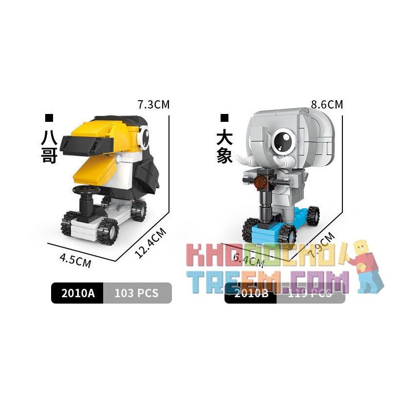 CAYI 2010 non  PHIM HOẠT HÌNH CON VẬT TRƯỜN 4 LOẠI MYNA VOI HÀ MÃ KHỈ bộ đồ chơi xếp lắp ráp ghép mô hình 443 khối