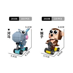 CAYI 2010 non  PHIM HOẠT HÌNH CON VẬT TRƯỜN 4 LOẠI MYNA VOI HÀ MÃ KHỈ bộ đồ chơi xếp lắp ráp ghép mô hình 443 khối