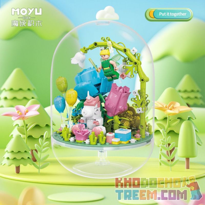 MOYU BLOCK MY87005 87005 non  CHẬU CÂY MỌNG NƯỚC HOA TIÊN bộ đồ chơi xếp lắp ráp ghép mô hình FLOWER ELF 373 khối