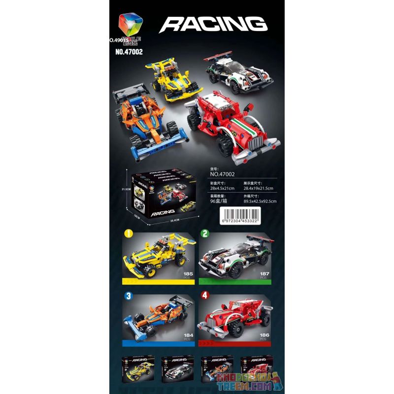 JIQILE 47002 non  XE ĐUA 4 LOẠI VÀNG TRẮNG CAM ĐỎ bộ đồ chơi xếp lắp ráp ghép mô hình  RACING Kỹ Thuật Công Nghệ Cao Mô Hình Phương Tiện 742 khối