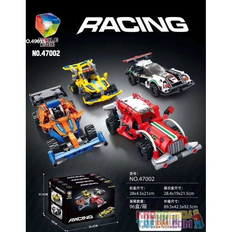 JIQILE 47002 non  XE ĐUA 4 LOẠI VÀNG TRẮNG CAM ĐỎ bộ đồ chơi xếp lắp ráp ghép mô hình  RACING Kỹ Thuật Công Nghệ Cao Mô Hình Phương Tiện 742 khối