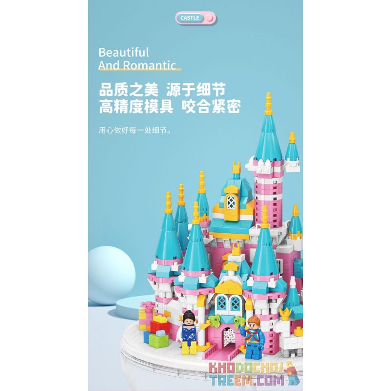 MOYU BLOCK MY92102 92102 non  VIÊN NANG LÂU ĐÀI MÀU HỒNG bộ đồ chơi xếp lắp ráp ghép mô hình Girl PINK CASTLE Con Gái 1169 khối