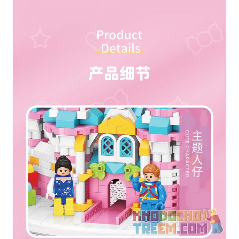 MOYU BLOCK MY92102 92102 non  VIÊN NANG LÂU ĐÀI MÀU HỒNG bộ đồ chơi xếp lắp ráp ghép mô hình Girl PINK CASTLE Con Gái 1169 khối