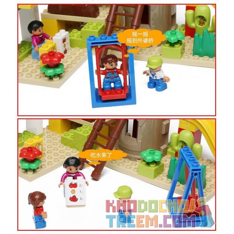 HYSTOYS HONGYUANSHENG AOLEDUOTOYS HG-1444 1444 HG1444 Xếp hình kiểu    Playground Set With Storage Khu Vui Chơi Thiên đường 52 khối HYSTOYS HONGYUANSHENG AOLEDUOTOYS HG-1444 1444 HG1444 Xếp hình kiểu    Playground Set With Storage Khu Vui Chơi Thiên đường 52 khối