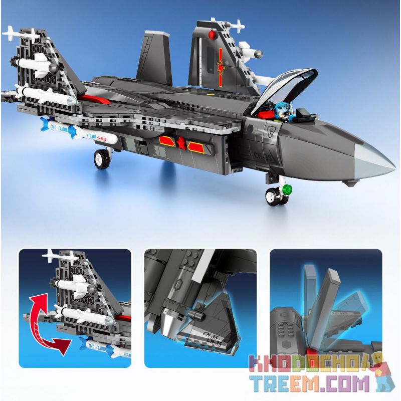 SEMBO 202191 non  VINH QUANG CỦA CƯỜNG QUỐC TIÊM KÍCH TRÊN TÀU SÂN BAY J-35 bộ đồ chơi xếp lắp ráp ghép mô hình Military Army Quân Sự Bộ Đội 1109 khối