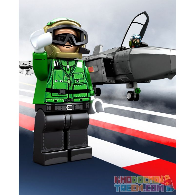 SEMBO 202191 non  VINH QUANG CỦA CƯỜNG QUỐC TIÊM KÍCH TRÊN TÀU SÂN BAY J-35 bộ đồ chơi xếp lắp ráp ghép mô hình Military Army Quân Sự Bộ Đội 1109 khối