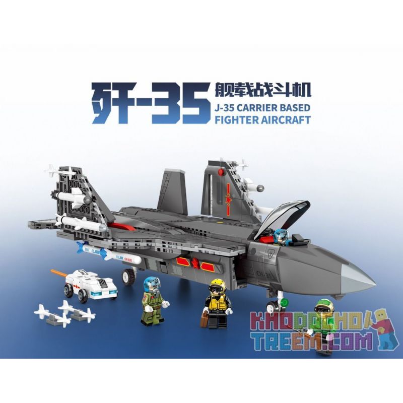 SEMBO 202191 non  VINH QUANG CỦA CƯỜNG QUỐC TIÊM KÍCH TRÊN TÀU SÂN BAY J-35 bộ đồ chơi xếp lắp ráp ghép mô hình Military Army Quân Sự Bộ Đội 1109 khối