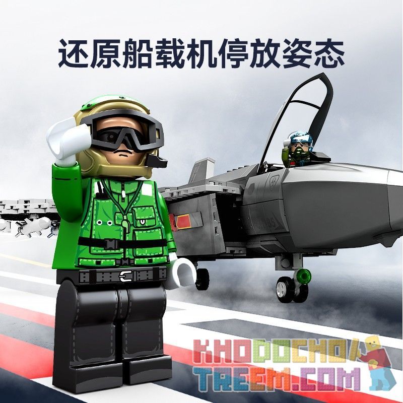SEMBO 202191 non  VINH QUANG CỦA CƯỜNG QUỐC TIÊM KÍCH TRÊN TÀU SÂN BAY J-35 bộ đồ chơi xếp lắp ráp ghép mô hình Military Army Quân Sự Bộ Đội 1109 khối