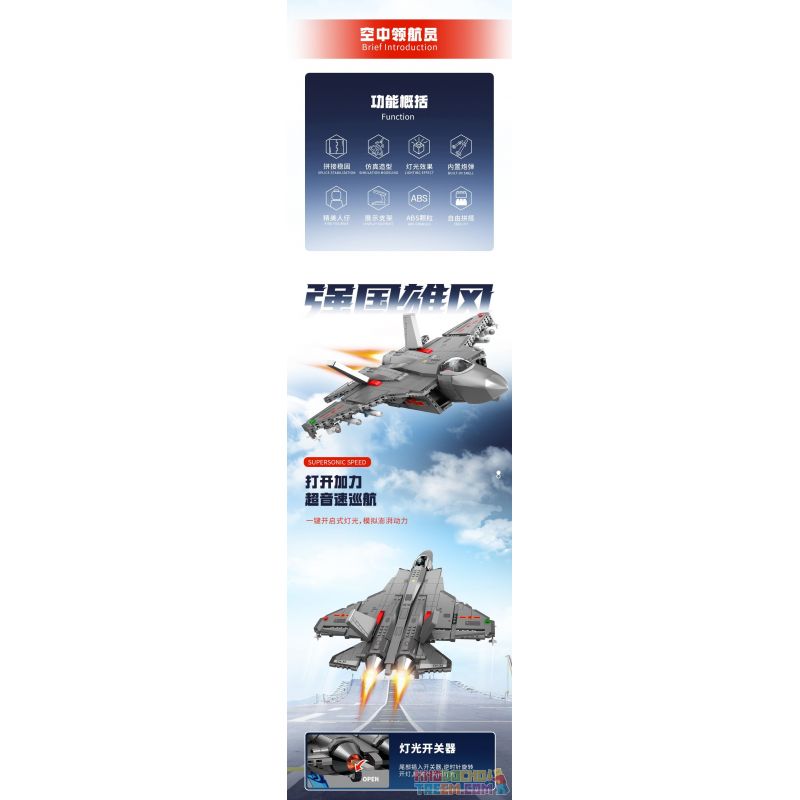 SEMBO 202191 non  VINH QUANG CỦA CƯỜNG QUỐC TIÊM KÍCH TRÊN TÀU SÂN BAY J-35 bộ đồ chơi xếp lắp ráp ghép mô hình Military Army Quân Sự Bộ Đội 1109 khối