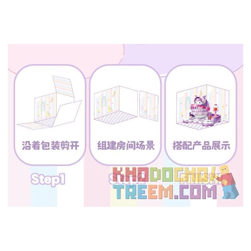 TOP TOY TC2306 2306 non  GIƯỜNG BẬP BÊNH CHO BÉ GIA ĐÌNH SANRIO MÔ HÌNH CHÓ PACHA bộ đồ chơi xếp lắp ráp ghép mô hình POCHACCO