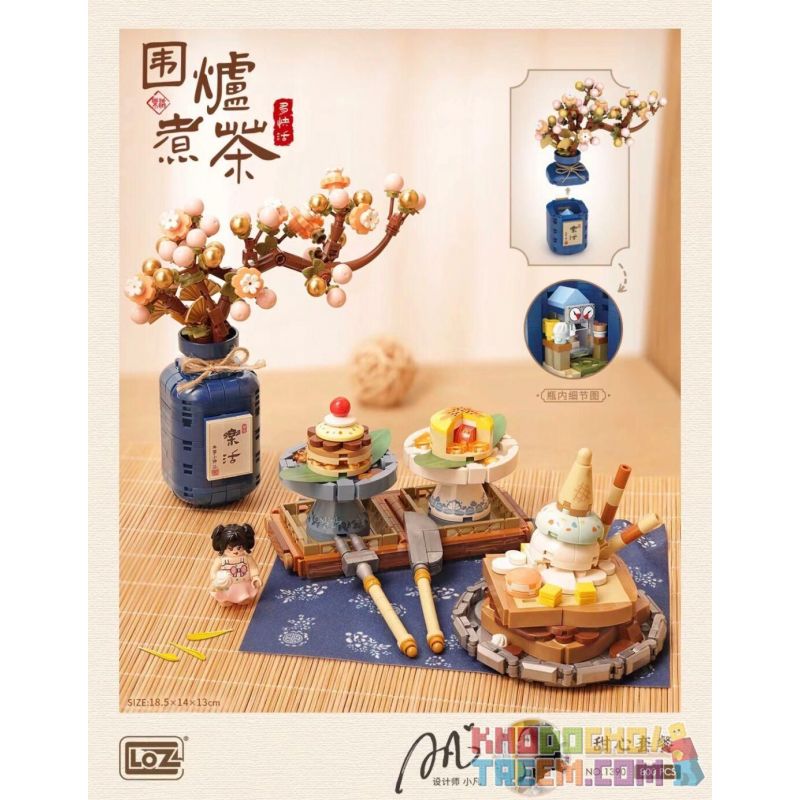 LOZ 1390 non  NẤU TRÀ BÊN BẾP LỬA BỘ TÌNH YÊU bộ đồ chơi xếp lắp ráp ghép mô hình 800 khối