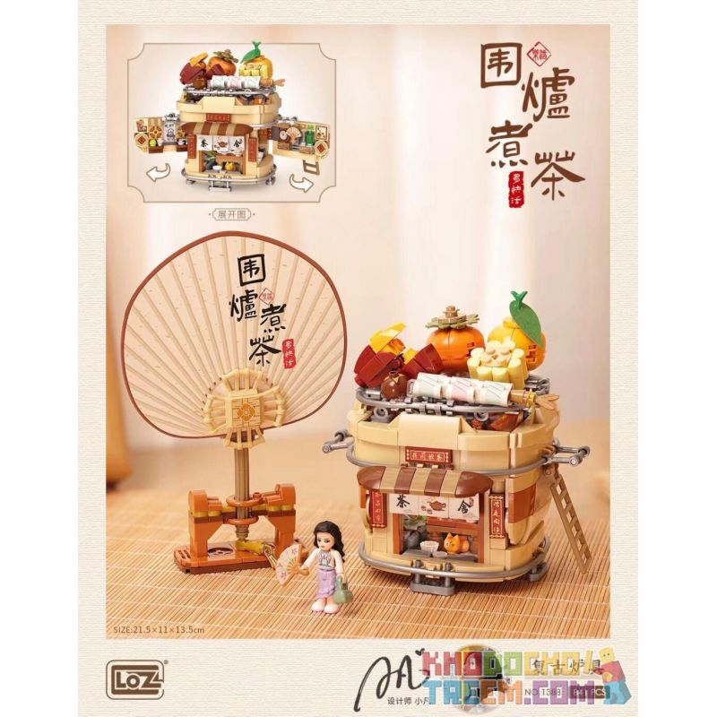 LOZ 1388 non  NẤU TRÀ BÊN BẾP LỬA CỔ ĐIỂN bộ đồ chơi xếp lắp ráp ghép mô hình 841 khối