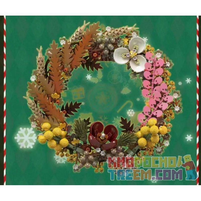 MouldKing 10074 Mould King 10074 non  VÒNG HOA KHÔ GIÁNG SINH bộ đồ chơi xếp lắp ráp ghép mô hình Creator CHRISTMAS DRIED FLOWER WREATH Sáng Tạo 1038 khối