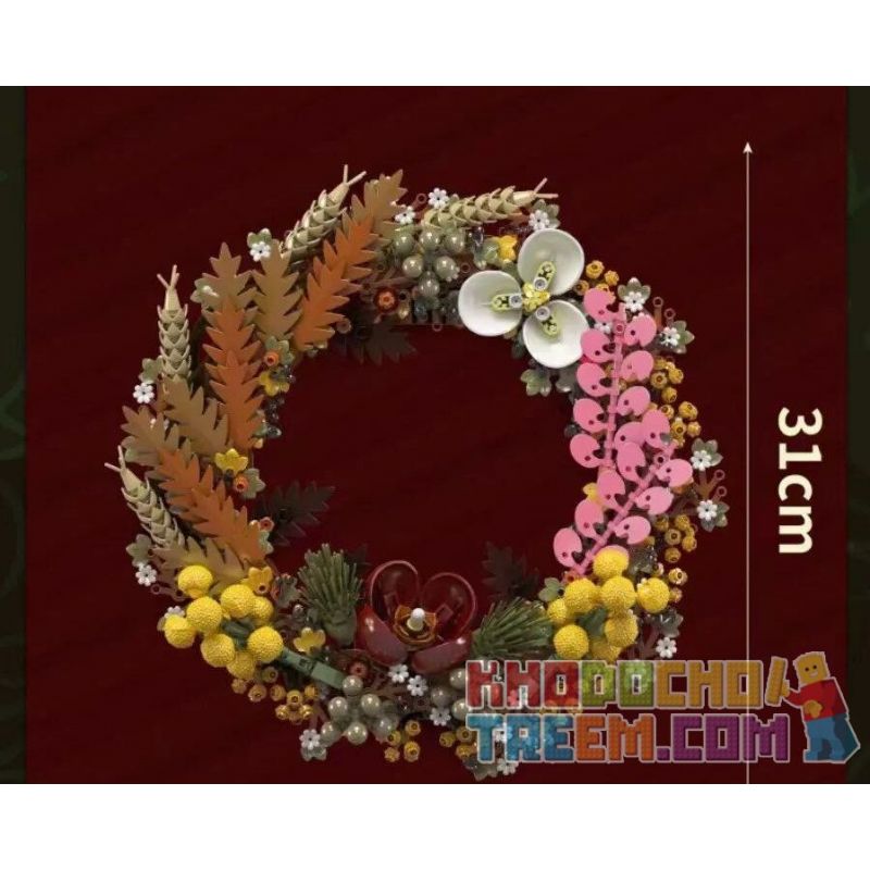 MouldKing 10074 Mould King 10074 non  VÒNG HOA KHÔ GIÁNG SINH bộ đồ chơi xếp lắp ráp ghép mô hình Creator CHRISTMAS DRIED FLOWER WREATH Sáng Tạo 1038 khối