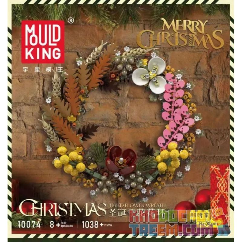 MouldKing 10074 Mould King 10074 non  VÒNG HOA KHÔ GIÁNG SINH bộ đồ chơi xếp lắp ráp ghép mô hình Creator CHRISTMAS DRIED FLOWER WREATH Sáng Tạo 1038 khối