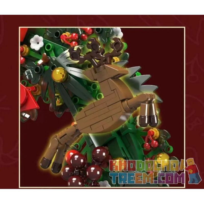 MouldKing 10073 Mould King 10073 non  VÒNG HOA BẠCH ĐÀN GIÁNG SINH bộ đồ chơi xếp lắp ráp ghép mô hình Creator CHRISTMAS EUCALYPTUS WREATH Sáng Tạo 1002 khối