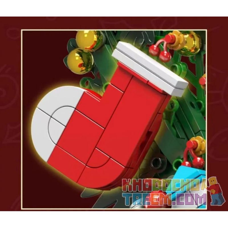 MouldKing 10073 Mould King 10073 non  VÒNG HOA BẠCH ĐÀN GIÁNG SINH bộ đồ chơi xếp lắp ráp ghép mô hình Creator CHRISTMAS EUCALYPTUS WREATH Sáng Tạo 1002 khối