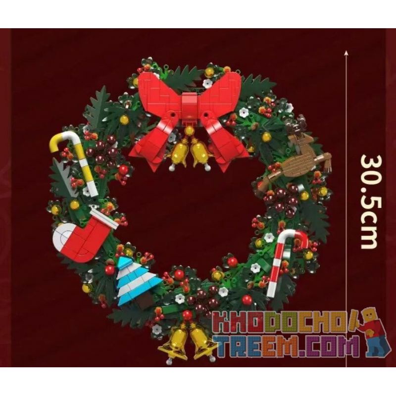 MouldKing 10073 Mould King 10073 non  VÒNG HOA BẠCH ĐÀN GIÁNG SINH bộ đồ chơi xếp lắp ráp ghép mô hình Creator CHRISTMAS EUCALYPTUS WREATH Sáng Tạo 1002 khối