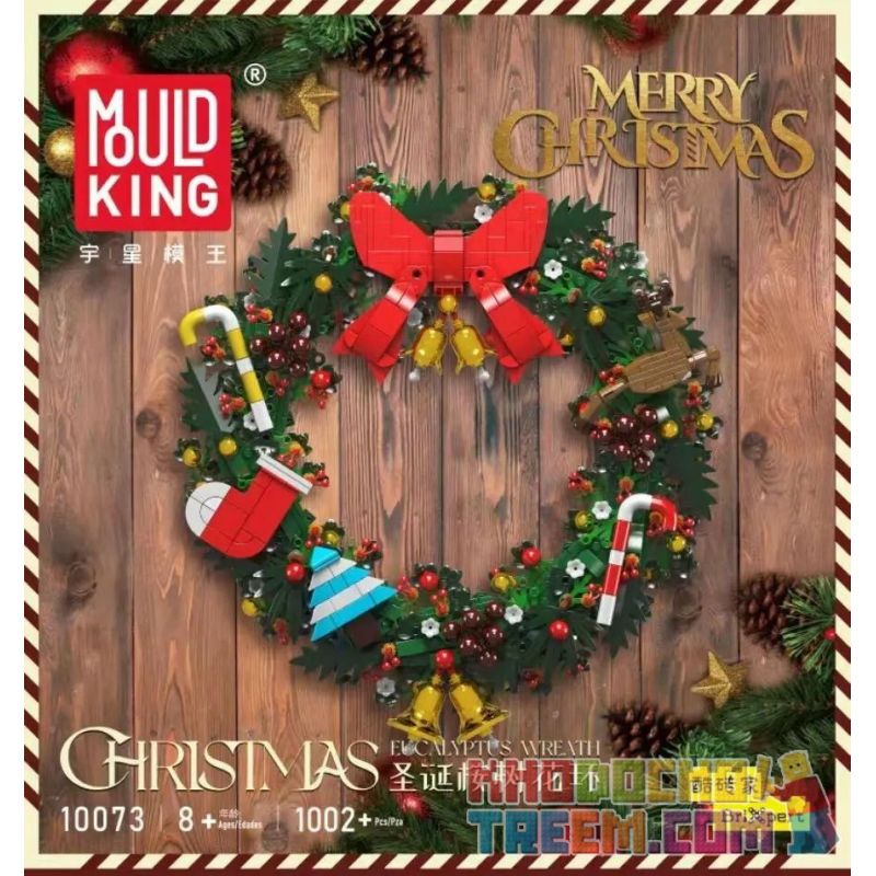 MouldKing 10073 Mould King 10073 non  VÒNG HOA BẠCH ĐÀN GIÁNG SINH bộ đồ chơi xếp lắp ráp ghép mô hình Creator CHRISTMAS EUCALYPTUS WREATH Sáng Tạo 1002 khối