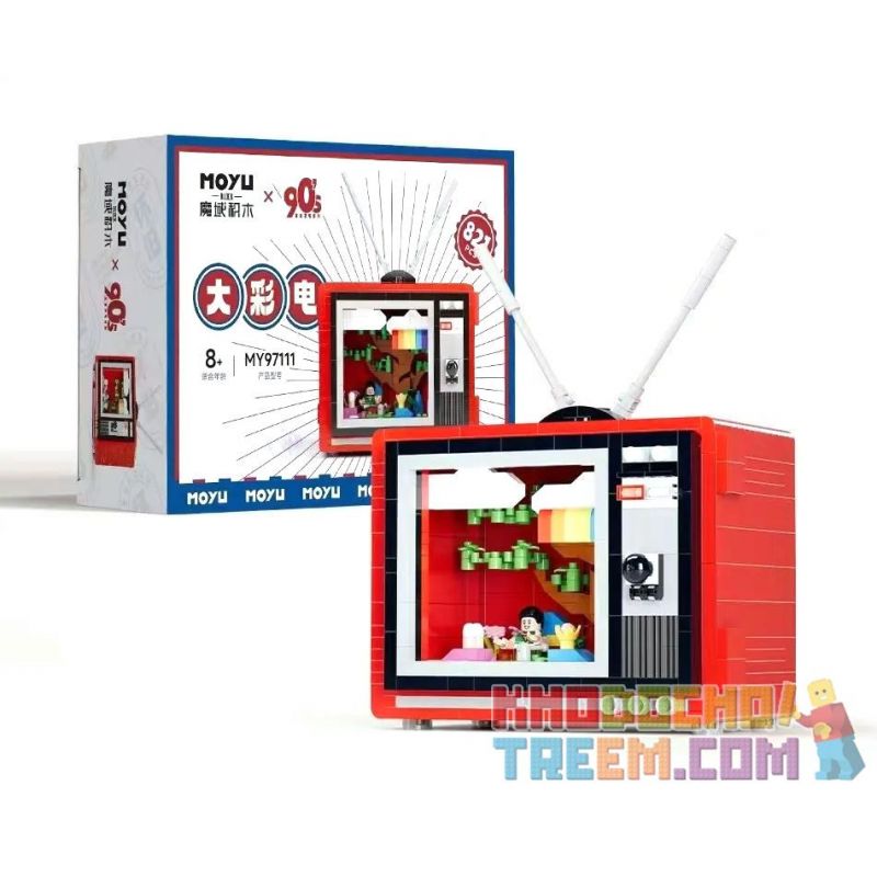 MOYU BLOCK MY97111 97111 non  THIẾT BỊ CỔ ĐIỂN TV MÀU LỚN bộ đồ chơi xếp lắp ráp ghép mô hình 821 khối