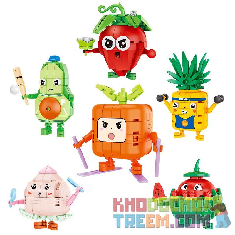 FORANGE FC8292 8292 non  CÂU CHUYỆN TRÁI CÂY 6 LOẠI BERRY KHÓ CHỊU DỨA MÙ TÚI KHÍ ĐÀO CAM VUÔNG NIU GUO XIAO XIXI bộ đồ chơi xếp lắp ráp ghép mô hình 680 khối