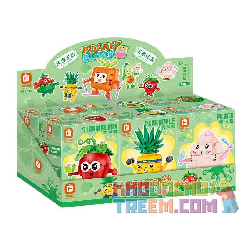 FORANGE FC8292 8292 non  CÂU CHUYỆN TRÁI CÂY 6 LOẠI BERRY KHÓ CHỊU DỨA MÙ TÚI KHÍ ĐÀO CAM VUÔNG NIU GUO XIAO XIXI bộ đồ chơi xếp lắp ráp ghép mô hình 680 khối