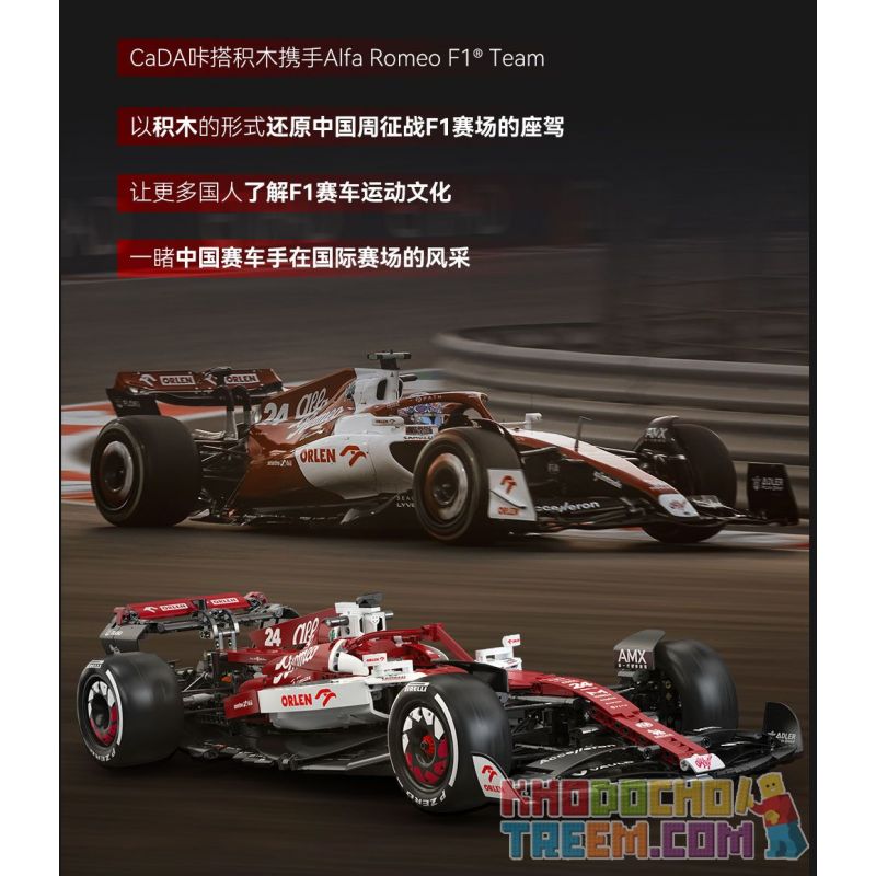 CADA DOUBLEE C64005 64005 non  XE ĐUA ALFA ROMEO 2022 F1 C42 tỷ lệ 1:8 bộ đồ chơi xếp lắp ráp ghép mô hình  ALFA ROMEO F1 TEAM ORLEN C42 2022 Kỹ Thuật Công Nghệ Cao Mô Hình Phương Tiện 1868 khối