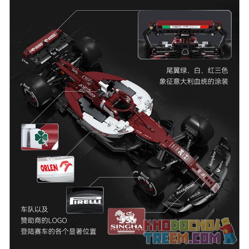 CADA DOUBLEE C64005 64005 non  XE ĐUA ALFA ROMEO 2022 F1 C42 tỷ lệ 1:8 bộ đồ chơi xếp lắp ráp ghép mô hình  ALFA ROMEO F1 TEAM ORLEN C42 2022 Kỹ Thuật Công Nghệ Cao Mô Hình Phương Tiện 1868 khối