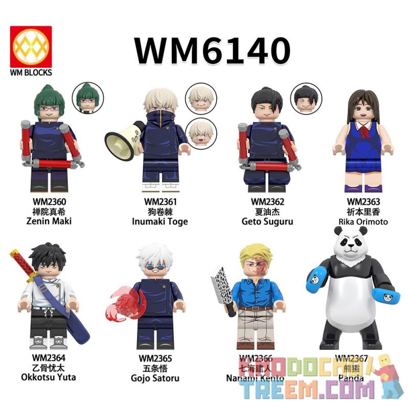 WM 6140 2360 2361 2362 2363 2364 2365 2366 2367 non Lego TRẢ LẠI PHÉP THUẬT 8 NHÂN VẬT NHỎ bộ đồ chơi xếp lắp ráp ghép mô hình Movie & Game JUJUTSU KAISEN Phim Và Trò Chơi