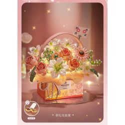 LOZ 1951 non  HỘP QUÀ BÓ HOA CẦM TAY MÀU HỒNG GIAO HƯỞNG bộ đồ chơi xếp lắp ráp ghép mô hình Creator SPECIALLY LOVE Sáng Tạo 1212 khối