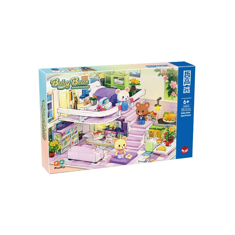 ZHEGAO 613012 non  CĂN HỘ BẢO HÙNG HUAHUA bộ đồ chơi xếp lắp ráp ghép mô hình BABY BEAR APARTMENT 1110 khối