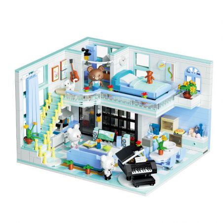 ZHEGAO 613011 non  CHUNG CƯ BẢO HÙNG LAI bộ đồ chơi xếp lắp ráp ghép mô hình BABY BEAR APARTMENT 1165 khối