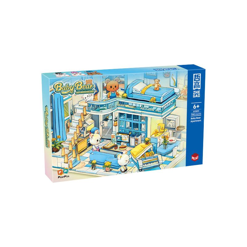 ZHEGAO 613011 non  CHUNG CƯ BẢO HÙNG LAI bộ đồ chơi xếp lắp ráp ghép mô hình BABY BEAR APARTMENT 1165 khối