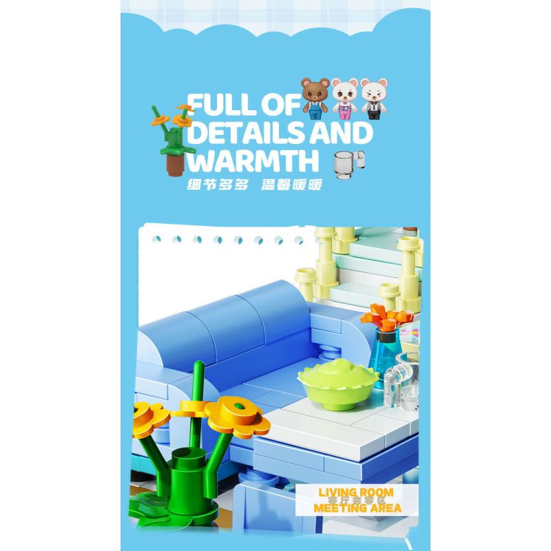 ZHEGAO 613011 non  CHUNG CƯ BẢO HÙNG LAI bộ đồ chơi xếp lắp ráp ghép mô hình BABY BEAR APARTMENT 1165 khối