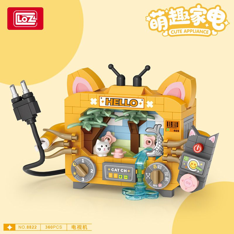 LOZ 8822 non  THIẾT BỊ GIA DỤNG DỄ THƯƠNG TV CỔ ĐIỂN bộ đồ chơi xếp lắp ráp ghép mô hình CUTE APPLIANCE 360 khối