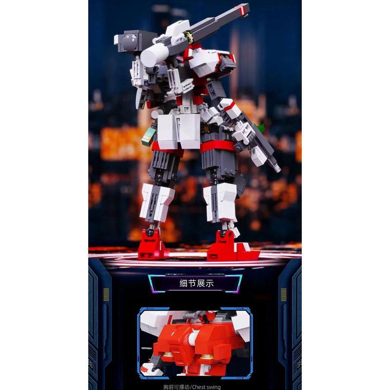 QIZHILE 90062 non  TR213SR PHÙ DU ĐỎ bộ đồ chơi xếp lắp ráp ghép mô hình TACTICAL ARMOR