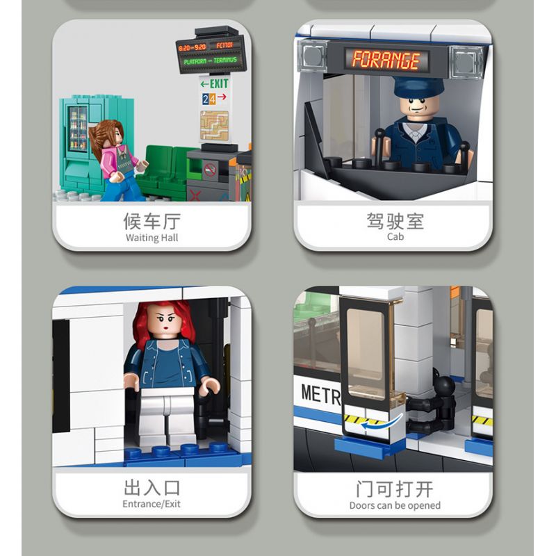 FORANGE FC1701 1701 non  HÀNH TRÌNH QUỸ ĐẠO TÀU ĐIỆN NGẦM bộ đồ chơi xếp lắp ráp ghép mô hình City ORBITAL ADVENTURE Thành Phố 830 khối