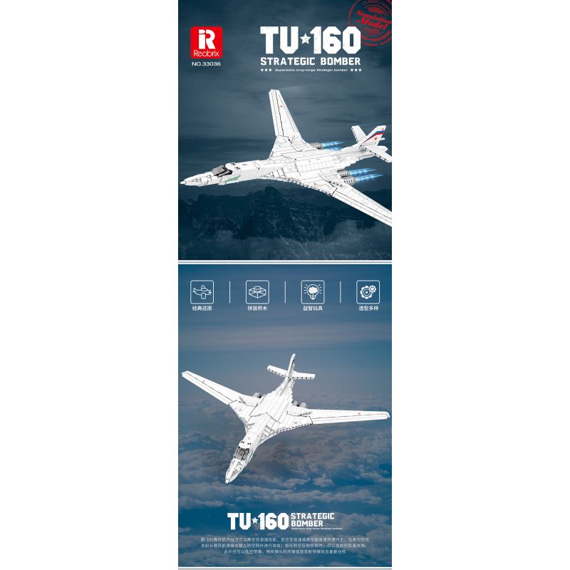 REOBRIX 33036 non  MÁY BAY NÉM BOM TU-160 bộ đồ chơi xếp lắp ráp ghép mô hình Creator TU-160 STRATEGIC BOMBER Sáng Tạo 1598 khối REOBRIX 33036 non  MÁY BAY NÉM BOM TU-160 bộ đồ chơi xếp lắp ráp ghép mô hình Creator TU-160 STRATEGIC BOMBER Sáng Tạo 1598 khối