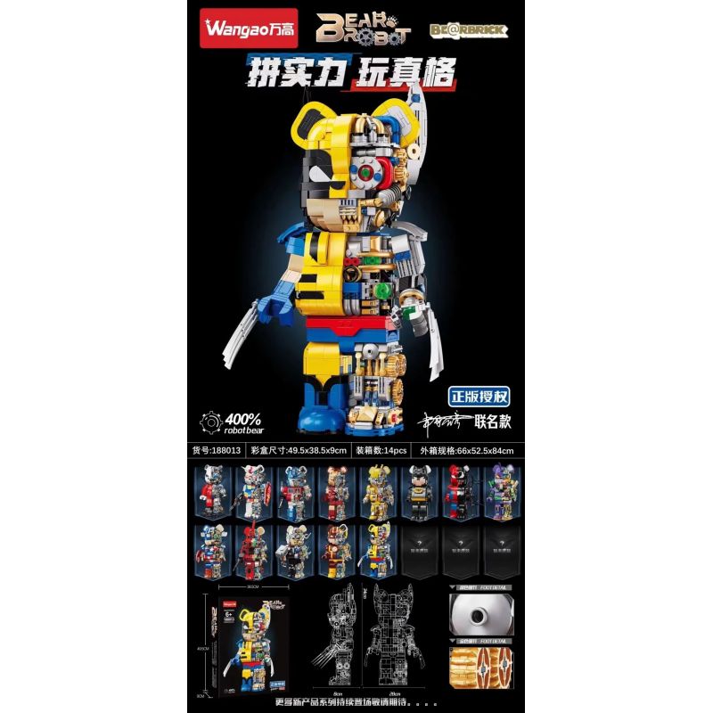 WANGAO 188013 non  GẤU CƠ WOLVERINE 400% bộ đồ chơi xếp lắp ráp ghép mô hình