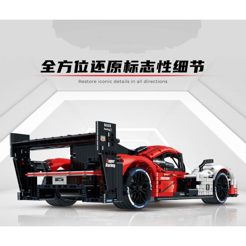 GULY 10615 non  XE ĐUA PORSCHE 963 tỷ lệ 1:8 bộ đồ chơi xếp lắp ráp ghép mô hình  PORSCHE 963 SPORTCAR Kỹ Thuật Công Nghệ Cao Mô Hình Phương Tiện 3460 khối