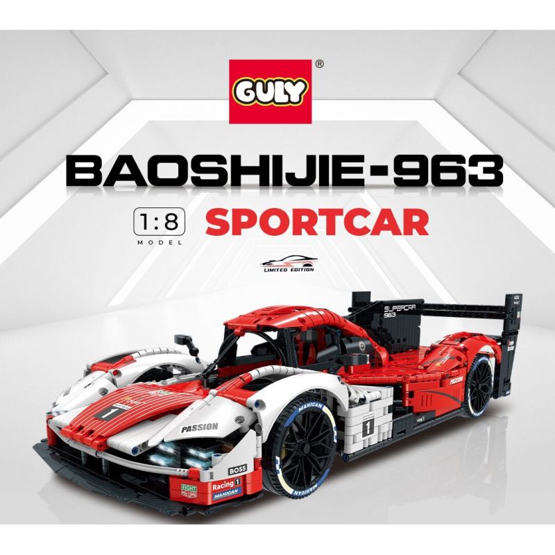 GULY 10615 non  XE ĐUA PORSCHE 963 tỷ lệ 1:8 bộ đồ chơi xếp lắp ráp ghép mô hình  PORSCHE 963 SPORTCAR Kỹ Thuật Công Nghệ Cao Mô Hình Phương Tiện 3460 khối