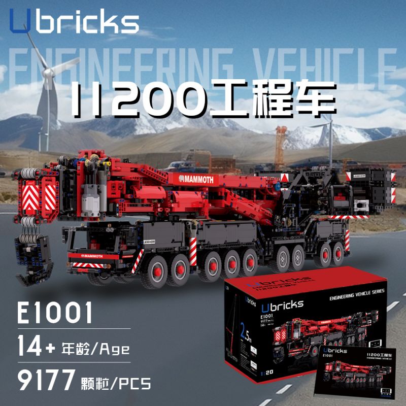 UBRICKS E1001 1001 non  CẦN CẨU XÂY DỰNG LIEBHERR LTM 11200 tỷ lệ 1:20 bộ đồ chơi xếp lắp ráp ghép mô hình  Kỹ Thuật Công Nghệ Cao Mô Hình Phương Tiện 9177 khối