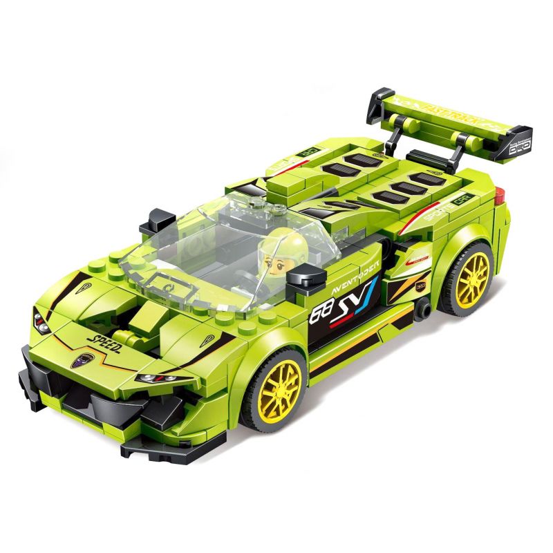 YIMU 77005 non Lego LAMBORGHINI BÒ XANH bộ đồ chơi xếp lắp ráp ghép mô hình Speed Champions Racing Cars Đua Xe Công Thức 289 khối