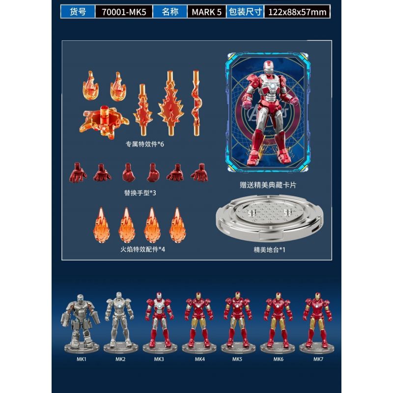 POLLOCK 70001 non  NGƯỜI SẮT 7 MÔ HÌNH bộ đồ chơi xếp lắp ráp ghép mô hình Super Heroes Siêu Nhân Anh Hùng